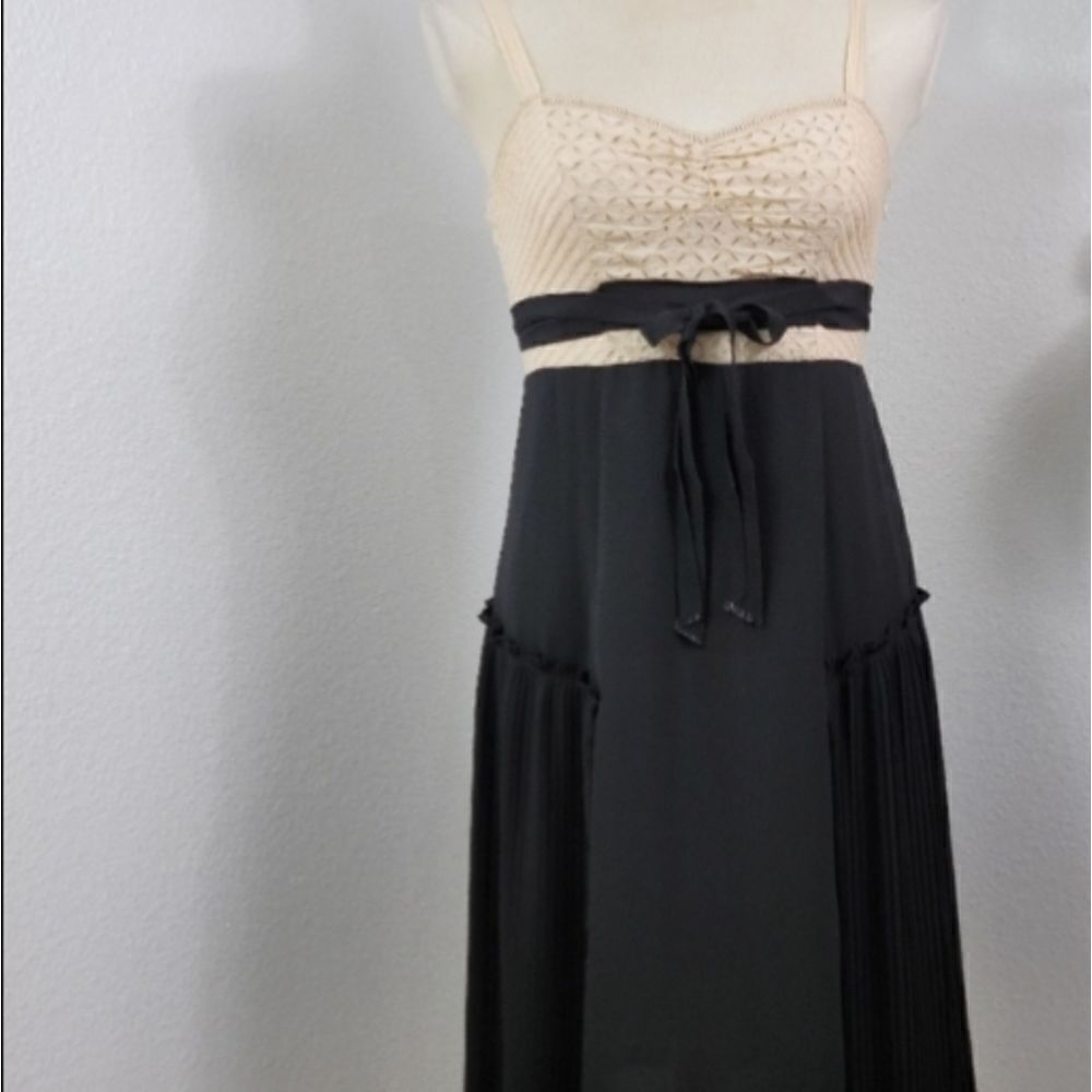 BCBGMAXAZARIA 4 BlackIvoryZipper Eyelets AdjustableSpaghetti StrapsWomen's Dress